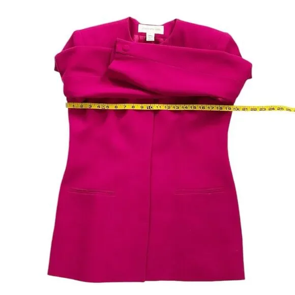 Jones New York Vintage 90s Magenta Pink Wool Collarless Blazer Size 10 - Picture 7 of 11